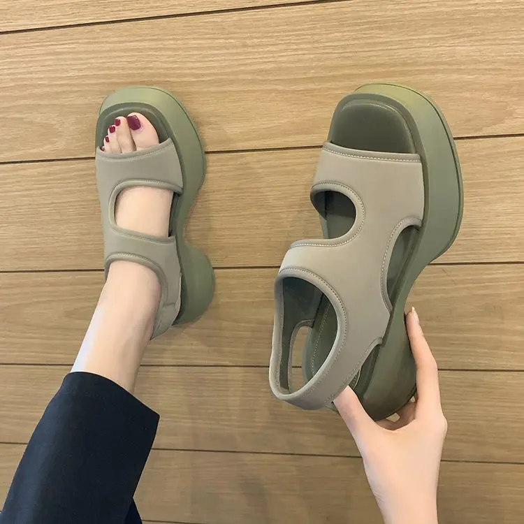 

Сандалии женские стрейчевые, повседневная спортивная обувь на платформе, без застежки, на мягкой подошве, для прогулок, 2023