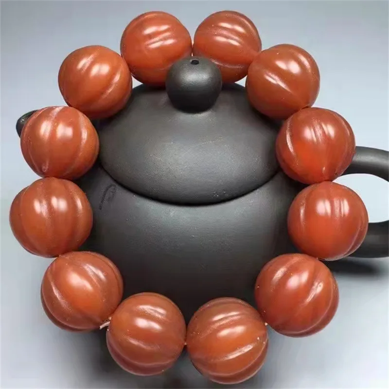 

Natural Red Agate Frosted Pumpkin Beads Single Ring Bracelets for Men and Women Simple Joker Bracelet Jewelry