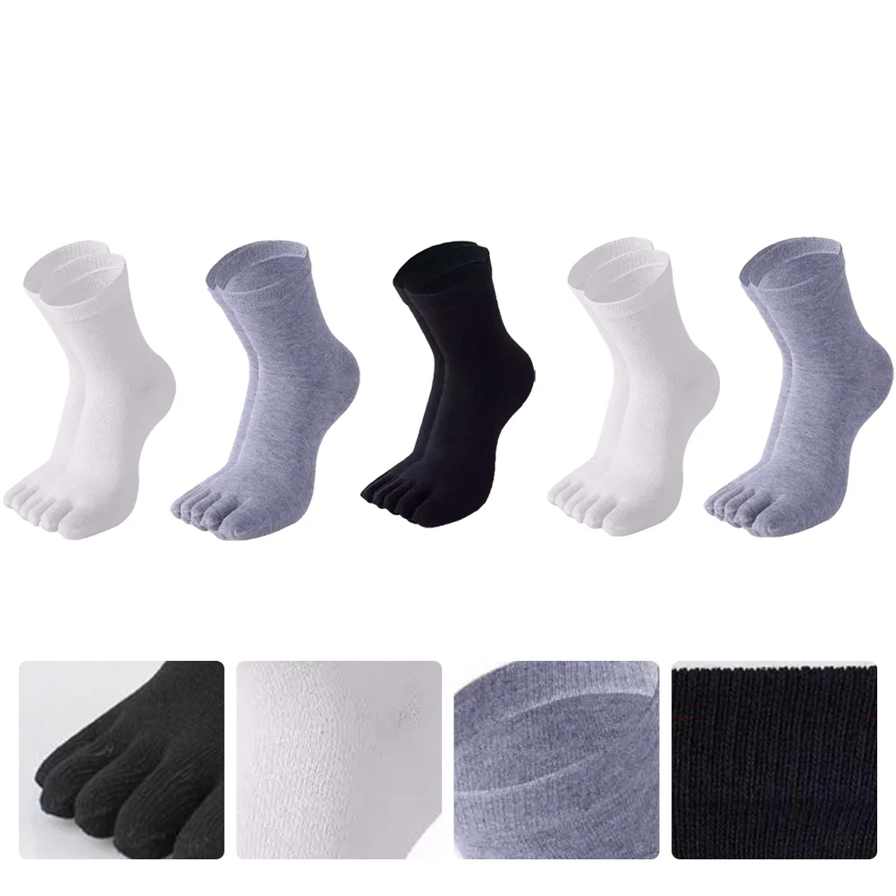 

5 Pairs Men's Five-Finger Cotton Socks Calf Stocking Mens Sports Toe Absorbent Sweat Male