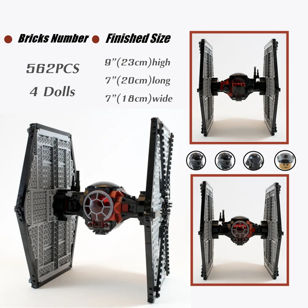 

Disney Stars Fighter Space Wars First Order Special Forces TIE Fighter Fit 75101 Figures Building Block Bricks Toy Kid Gift