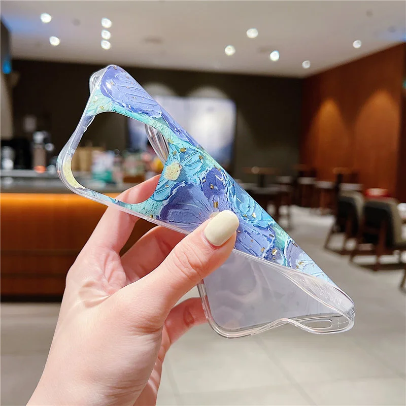 Чехол в винтажном стиле с цветочным рисунком зернистая Золотая фольга подходит