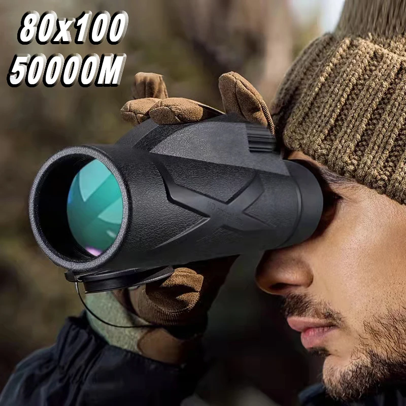 

Портативный мощный бинокль, 80x100 зум, 50000 м HD Bak4, большой радиус действия, профессиональный телескоп, Монокуляр Spyglass, непромокаемый, для охоты