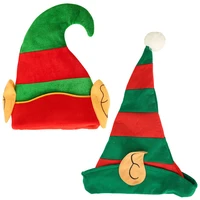 new year christmas elf hat with ears child adult creative cartoon red green striped festival party decoration accessories
