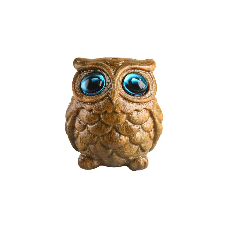 Деревянная фигурка совы, украшение, зеленый сандал, резьба по дереву, мудрость, счастливая сова, креативный брелок «сделай сам», ожерелье, кулон, детские подарки