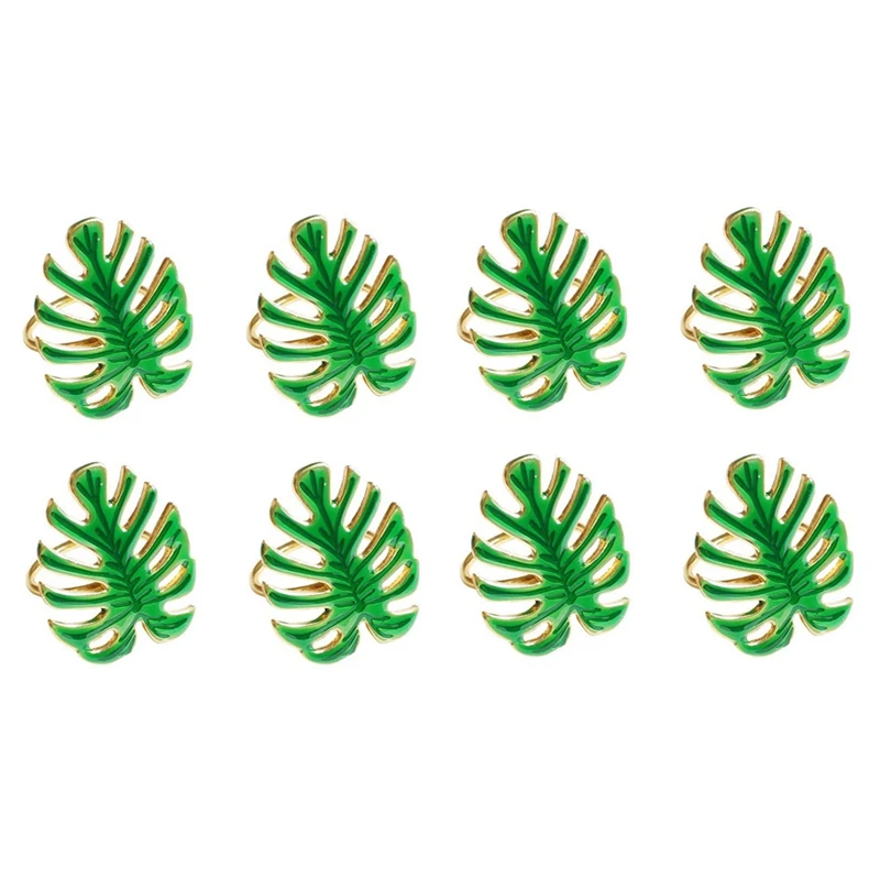 

8X кольца для салфеток, держатель для салфеток с зелеными листьями, фотоужин, свадьба, вечерние или ежедневное использование