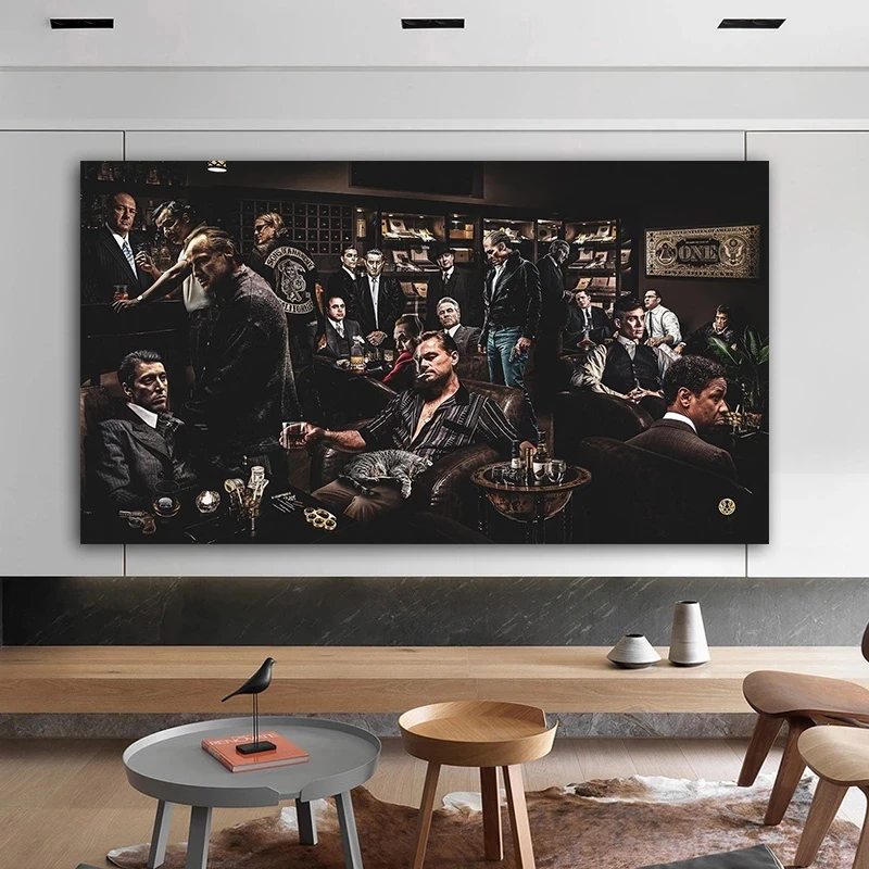 

Classic Movie Character The Wolf of Wall Street The Godfather Party Wall Art Canvas Painting Living Room Room Home Decor Picture