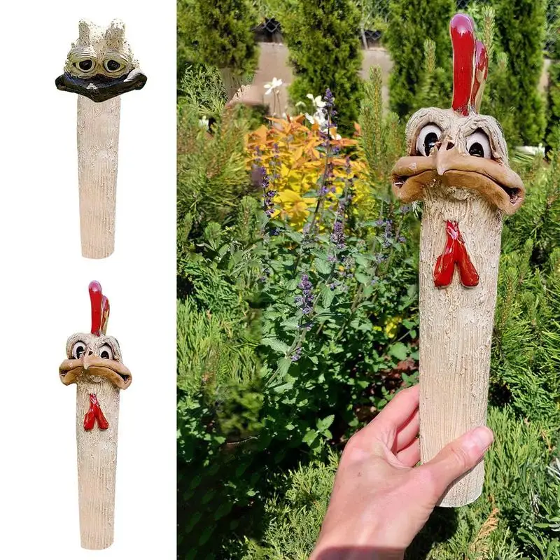

Yard Chicken Figurine Resin Handmade Cartoon Chicken Countryside Sculpture Long Neck Ornaments Cute Chicken Outdoor Decor