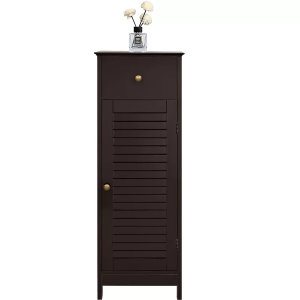 

2023 New SMILE MART Wooden Storage Floor Cabinet with Drawer and Single Shutter Door for Bathroom, Living Room, Espresso