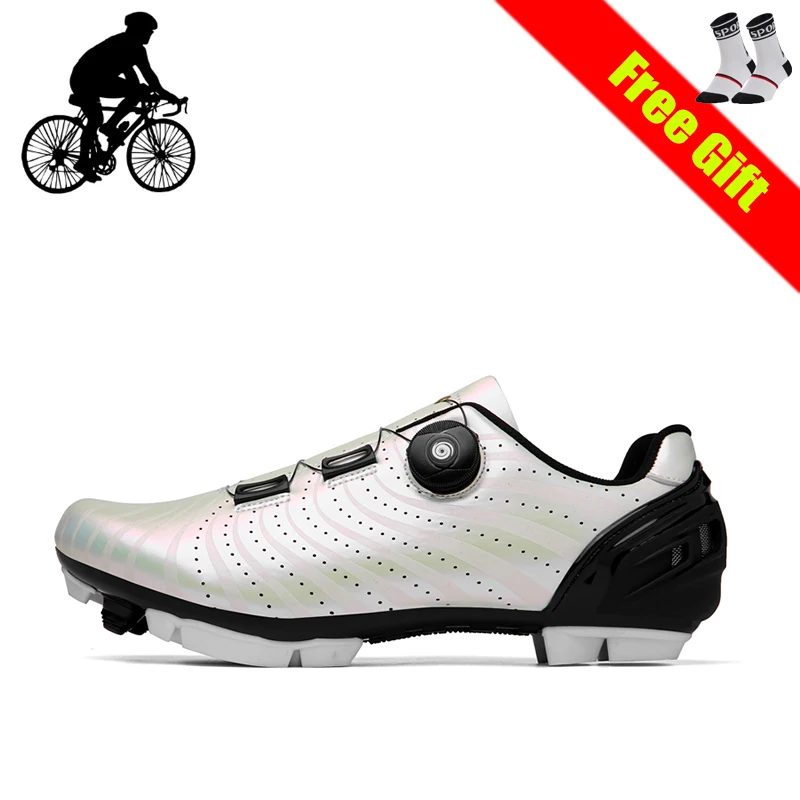 

Cycling Sneaker Mtb Bicycle Shoes Self-Locking Reflective Flat Mountain Bike Cleat Shoes Rotating Button Sapatilha Ciclismo