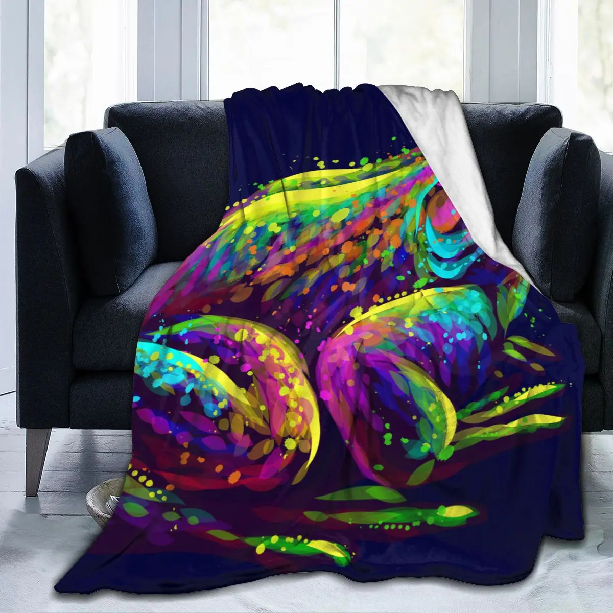 

Фланелевое одеяло, ультра-мягкое одеяло с абстрактным неоновым рисунком лягушки из микрофлиса, для халата, дивана, кровати, путешествий, дом...