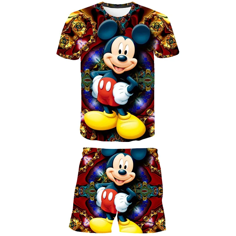 

Baby Summer Mickey Clothes Set Top Pants Kids Mickey Clothes Boy Girl Mickey Mouse Clothes Round Neck Short Sleeves And Shorts