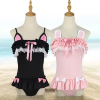 women girl kawaii bunny ear swimsuit lace ruffle one piece bodysuit bathing suit cosplay costumes