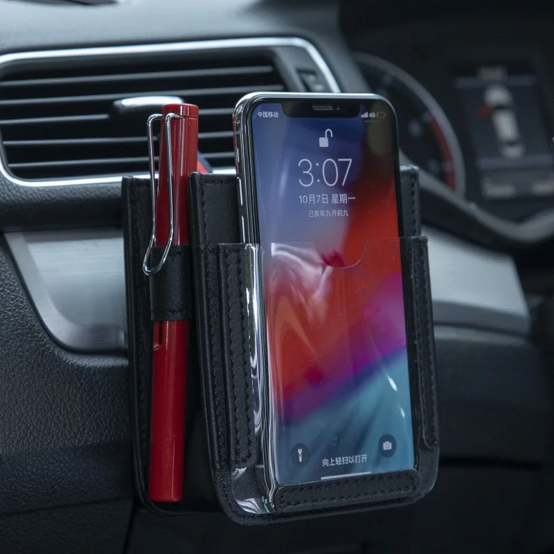 

Car Air Outlet Pocket Multi-use Cell Phone Hanging Storage Bag Microfiber Leather Vehicle Organizer Auto Interior Accessories