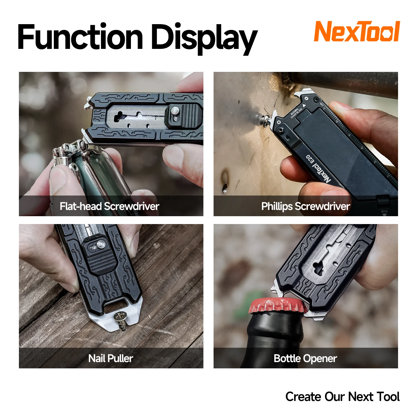 Фото Многофункциональный инструмент NexTool Explorer E20 8-в-1: выдвижной нож-резак с быстрой сменой лезвий, 3 сменных лезвия, мини-инструменты EDC №5
