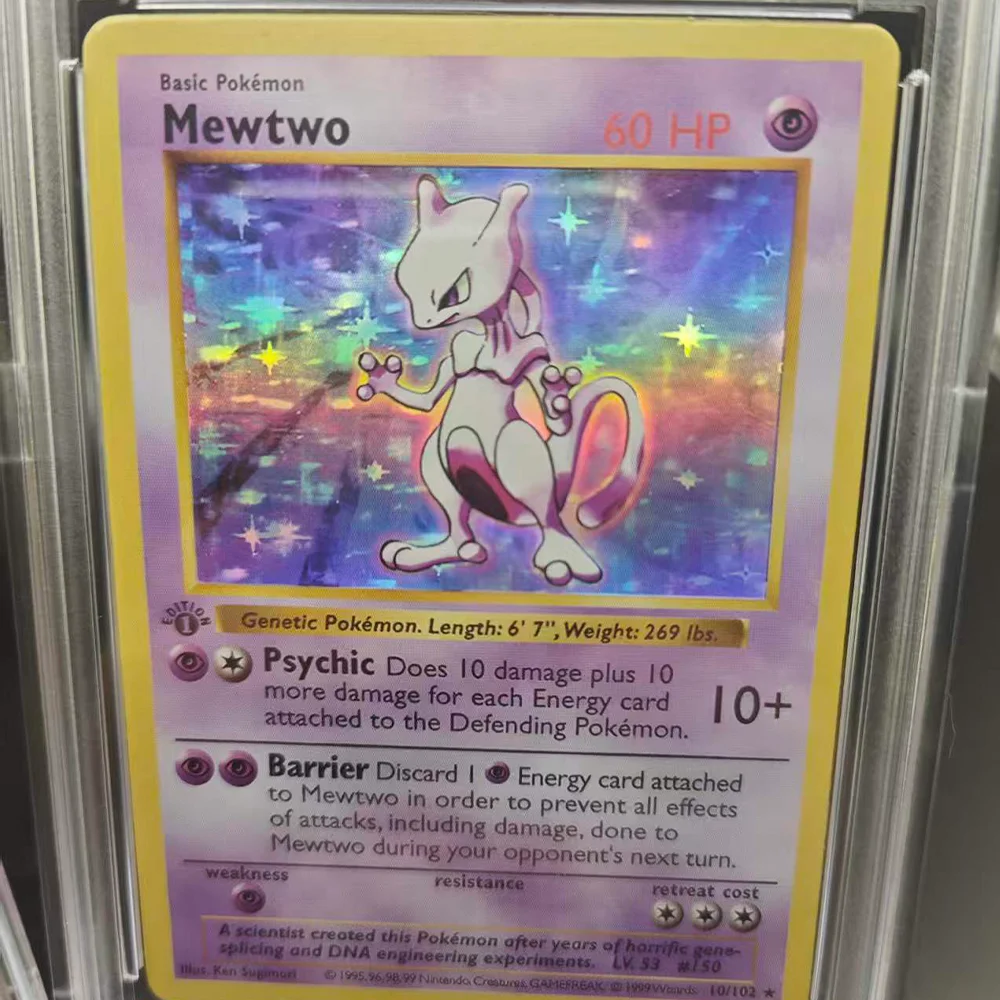 Фото Коллекционная карта для игры PTCG DIY 1999, английская версия, 1ST VENUSAUR-HOLO Mewtwo-Holo, рейтинг 10 баллов, аниме-карта, подарок, игрушка №5