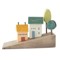 nordic wooden house ornaments home decoration wood architecture cute desk miniature craft work baby kids room decor