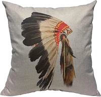 pillow covers decorative head indian chief headdress cotton linen square pillowcase sofa bed couch chair cushion cover 45x45 cm