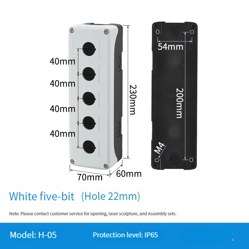 

Водонепроницаемый кнопочный переключатель, 1 шт., блок управления с 1/2/3/4/5 отверстиями, Промышленный Индикатор, электронная пластиковая Аварийная остановка, 22 мм