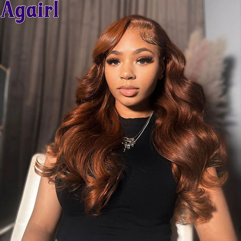 

Ombre Ginger Brown Wear Go Transparent 6X4 Lace Wig PrePlucked Glueless 13x4 Lace Front Body Wave Wig 200% 13x6 Lace Frontal Wig