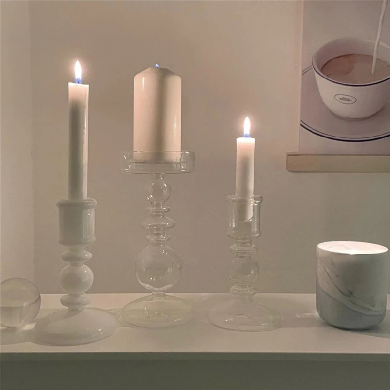 Decor For Home Decoration Pillar Tealight Candle Holder Candle Stick Holder Outdoor Black Clear White