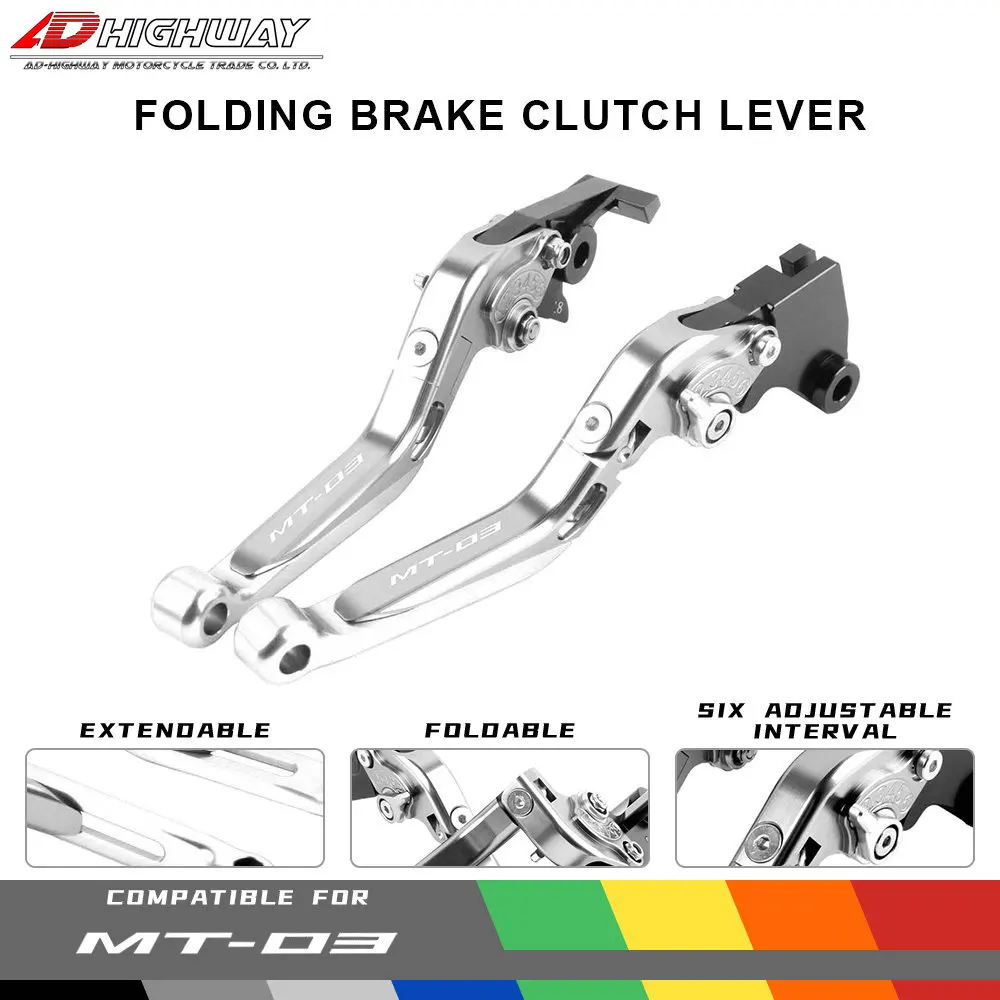 

20 Colors MT-03 Logo CNC Aliuminum Brake Adjustable Extendable Folding Brake Clutch Levers For YAMAHA MT03 MT-03 2018 2019