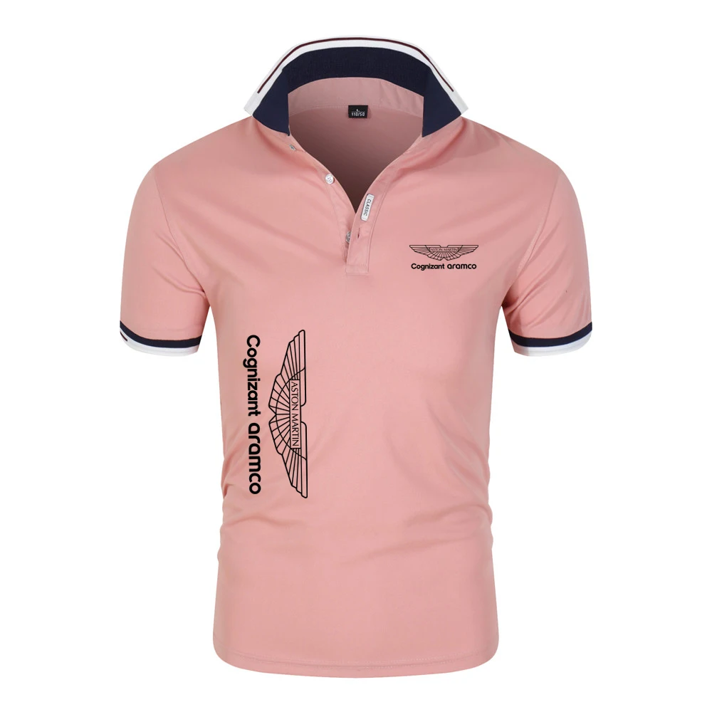 

Рубашка-поло Aston Martin F1 мужская с коротким рукавом, модная Повседневная дышащая футболка-поло с воротником-стойкой, лето 2023