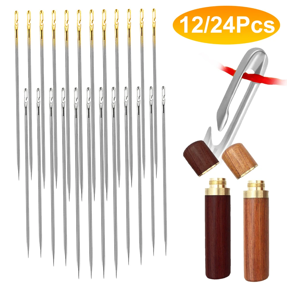 

12/24 Pcs Blind Needle Elderly Needle-side Hole Hand Household Sewing Stainless Steel Sewing Needless Threading Apparel Sewing