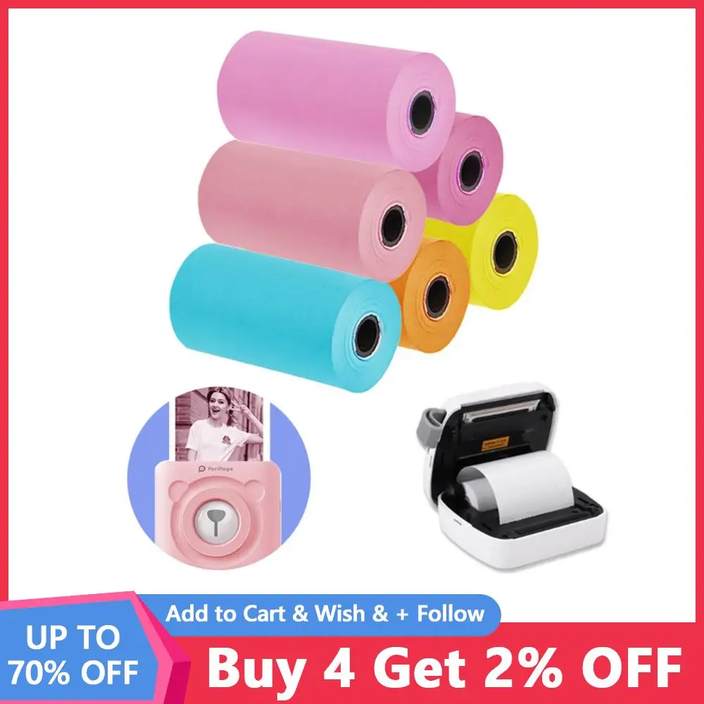 

6 Rolls 57*30mm Thermal Photo Printer Paper Rolls Printer Case Label Photo Color Sticker Paper For Paperang P1 P2 Peripage A6