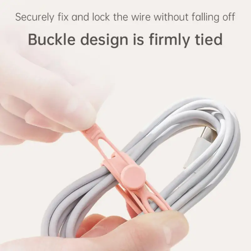 

5PCS Silicone Data Cable Binding Strap Storage And Management Device Winding Device Rolling Belt Wire Bundle Band Multi Color