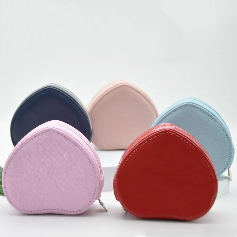 Pu Leather Heart Jewelry Box Heart Shape Jewelry Organizer Box Girls Jewellery Box Travel Earrings Necklace Ring Storage Box