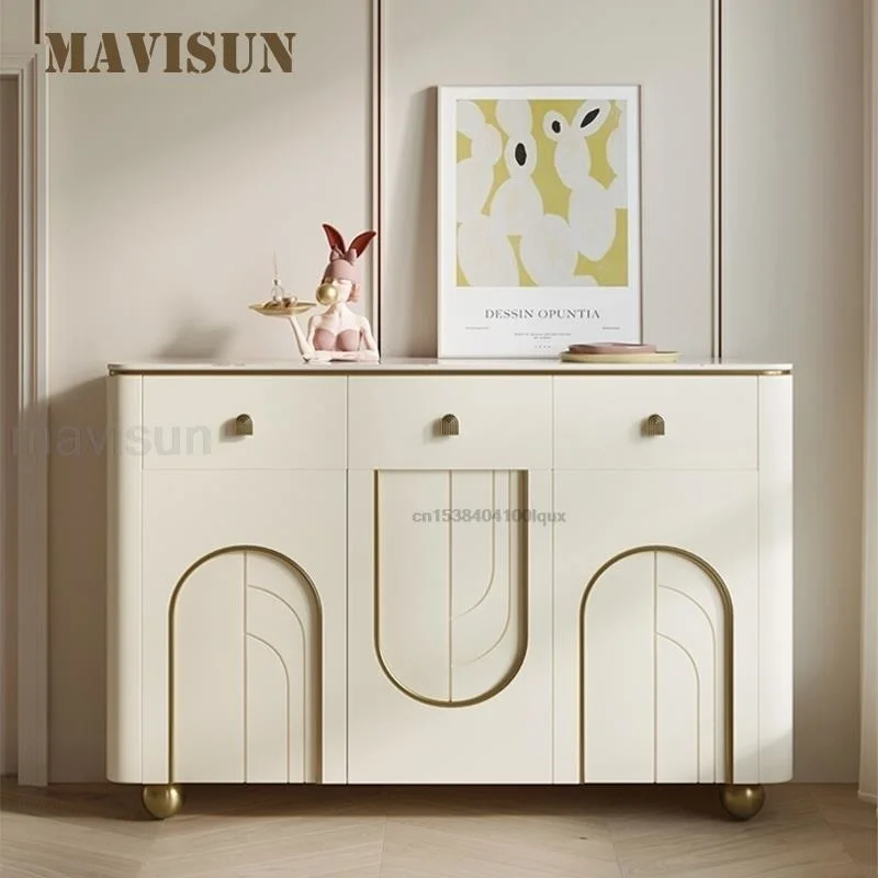 

Кремовые буфетные Шкафы для обуви с тремя твердыми искусственными шкафчиками, мебель, белая дверь, гостиной, буфет для демонстрации