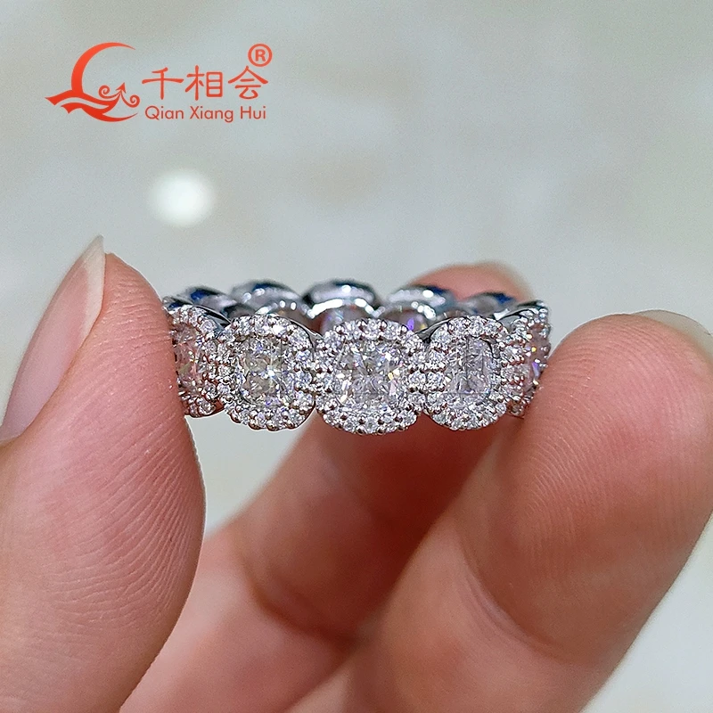 10k 14k 18k real gold 6mm cushion Crystal sugar ring hip hop  round Moissanite Ring Men women  Diamonds Male fine Jewelry