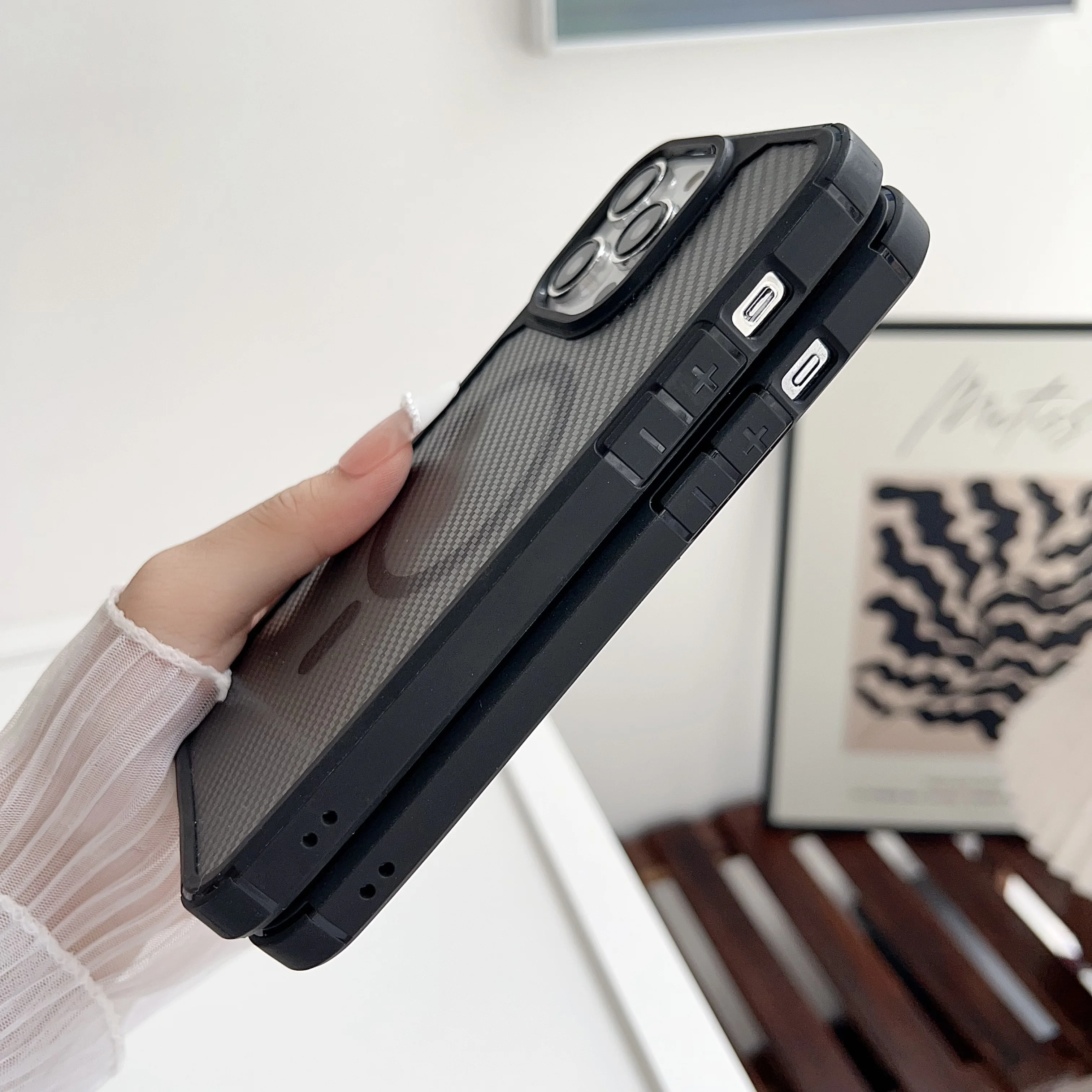 Оригинальный защитный Магнитный чехол из углеродного волокна для Magsafe Samsung S24 S23 S22