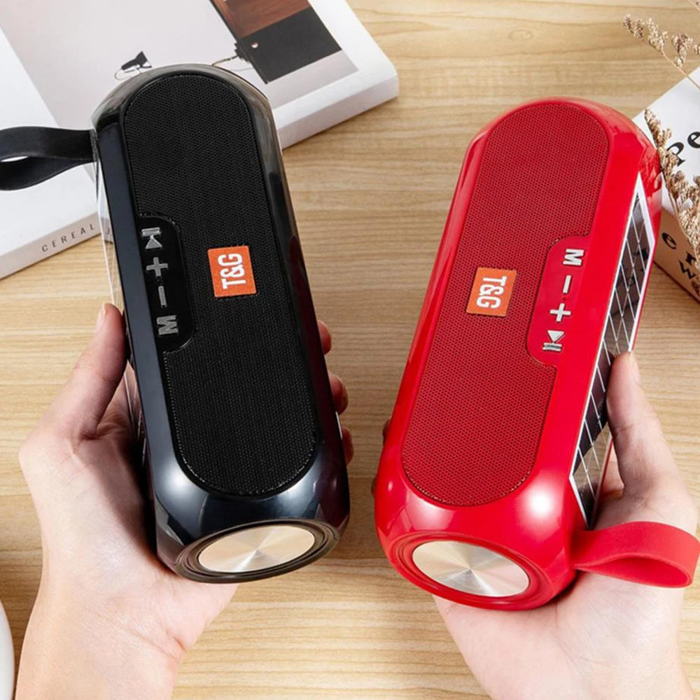 TG182 Solar Charging Bluetooth Speakers 10W Portable HiFi Stereo Column Wireles Loudspeaker Outdoor Waterproof Boombox FM Radio