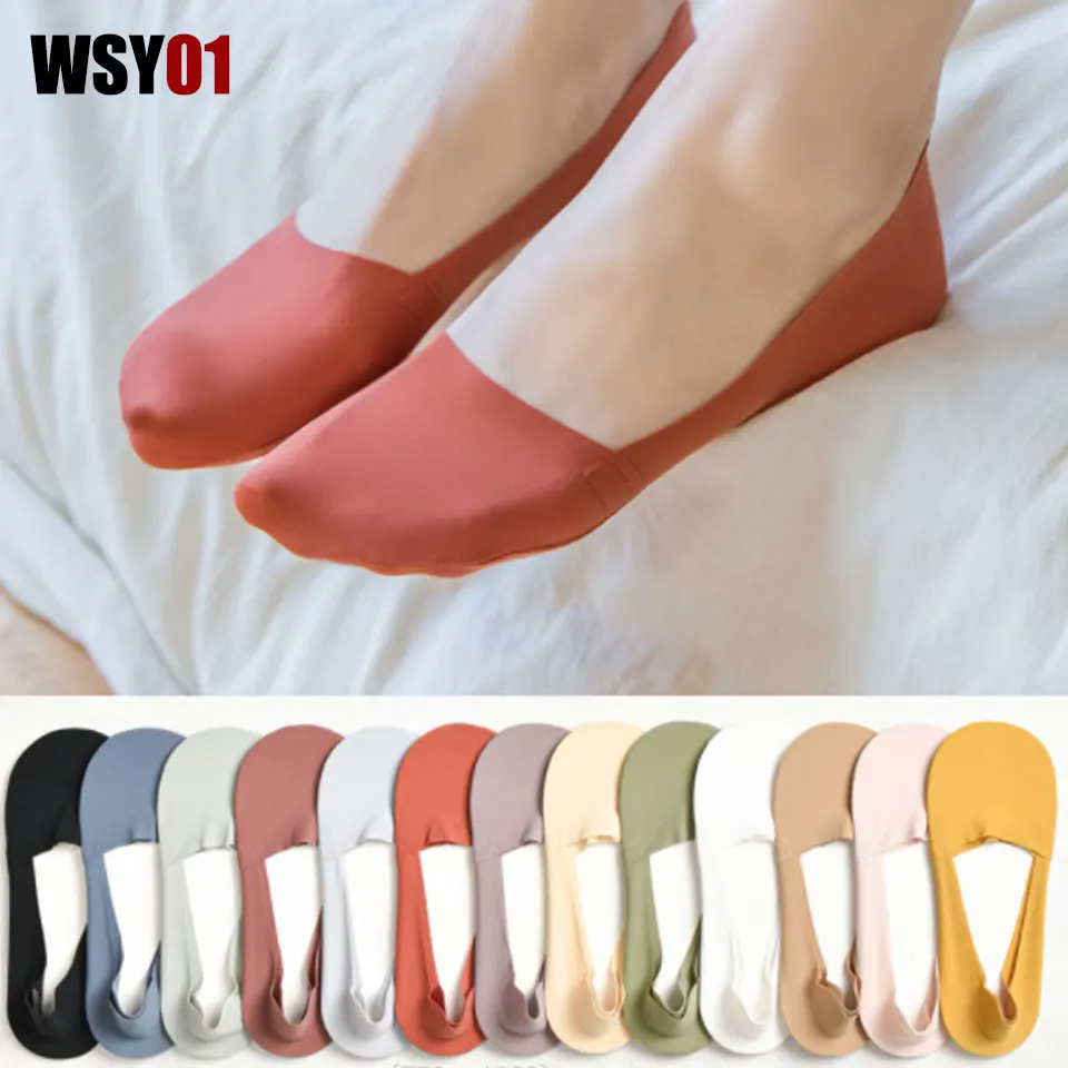 Socks Women's Boat Socks Women's Shallow Mouth Invisible Ice Silk Summer Thin Breathable Silicone Anti Slip Pure Cotton Socks