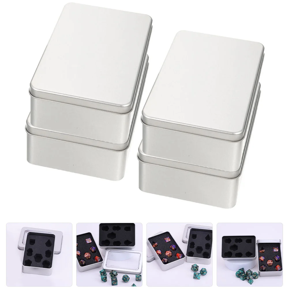 

Dice Box Metal Case Tin Empty Storage Displaylids Rectangular Container Hinged Lid Packaging Traycases Containers Candy Gift