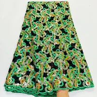 fashion french tulle lace fabric 5 yards high quality nigerian luxury multicolor sequins embroidery african lace fabric