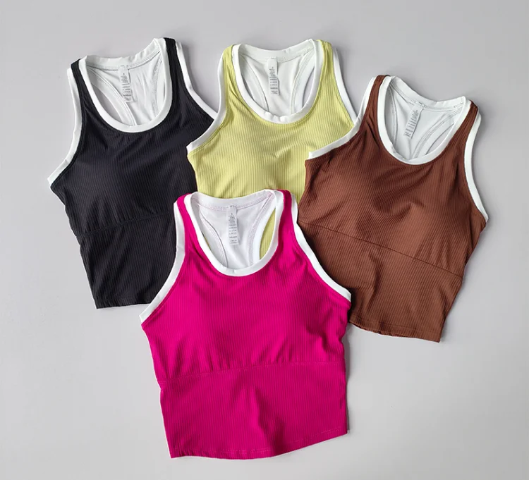 

Running One Piece Chest Cushion Fitness Naked Bra Yoga Tank Top Wearing Women's Thread H-shaped Yoga Sports Bra Set