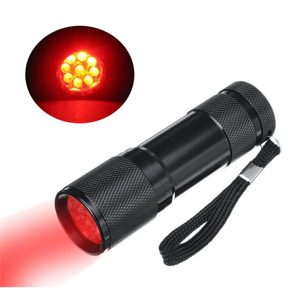 

1PCS Pocket Mini 9 LED Red Light RedSight 625nm Red Flashlight Torch For Reading Astronomy Star Maps Preserving Night Vision new