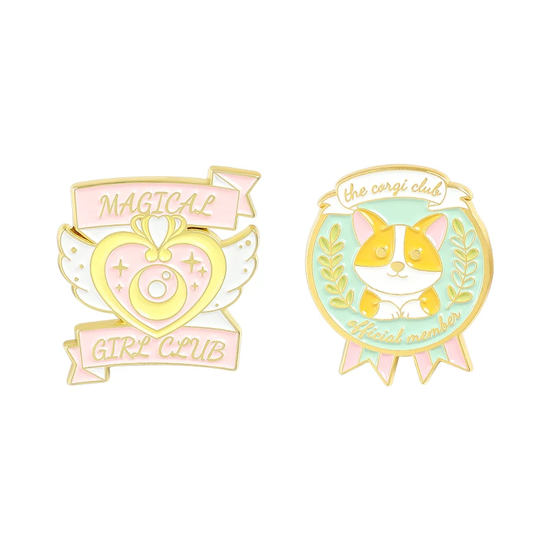 Булавки Corgi сердце луна крыло волшебная палочка для девочек значки броши унисекс