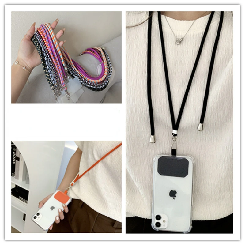 New Phone Lanyard Adjustable Detachable Neck Cord Lanyard Strap carabiner Compatible pendant with card for mobile key fobs color