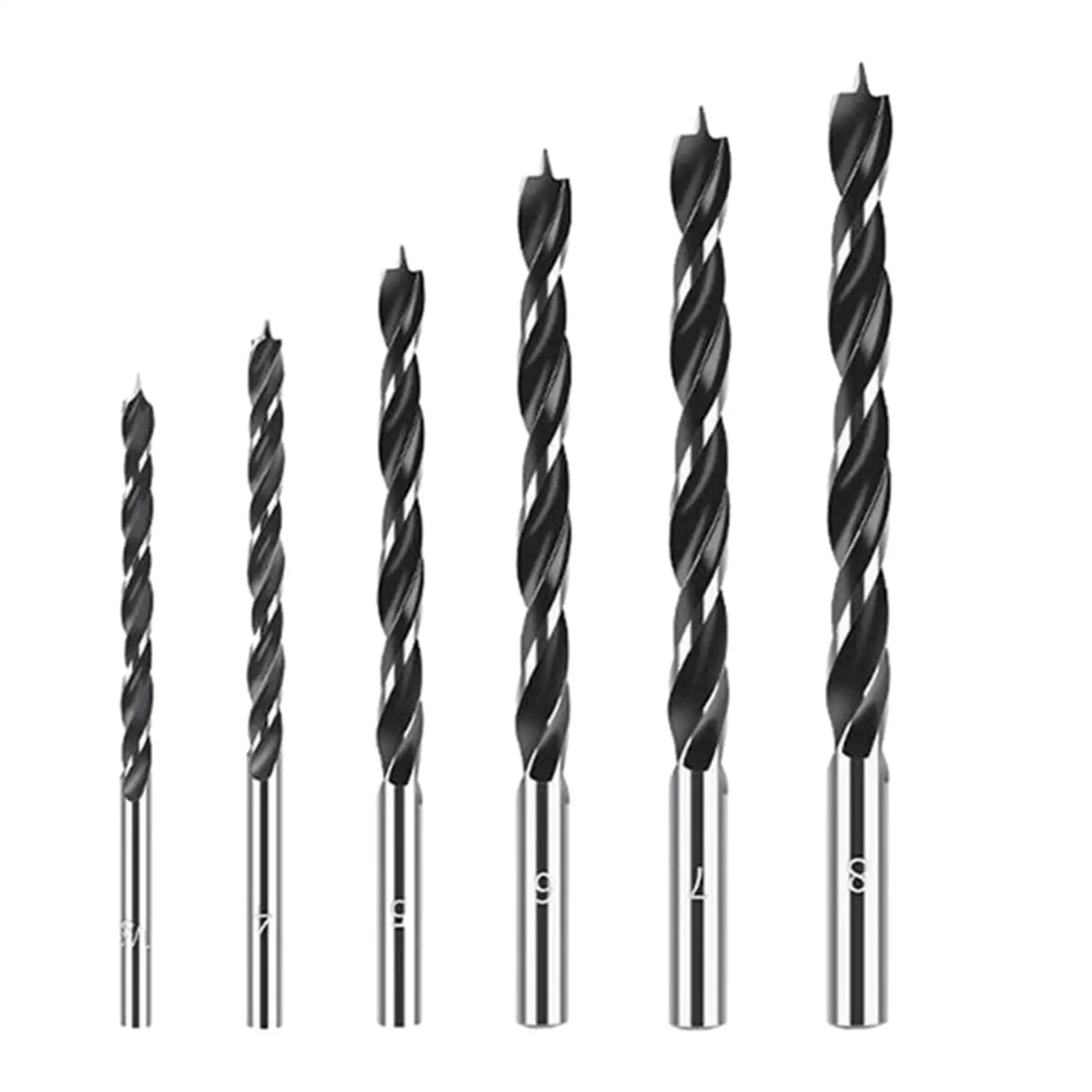 

6 Pieces Carbon Steel Brad Point Drill Bits 3/4/5/6/7/8mm Countersink Drill Bits Round Shank for Woodworking Carpentry