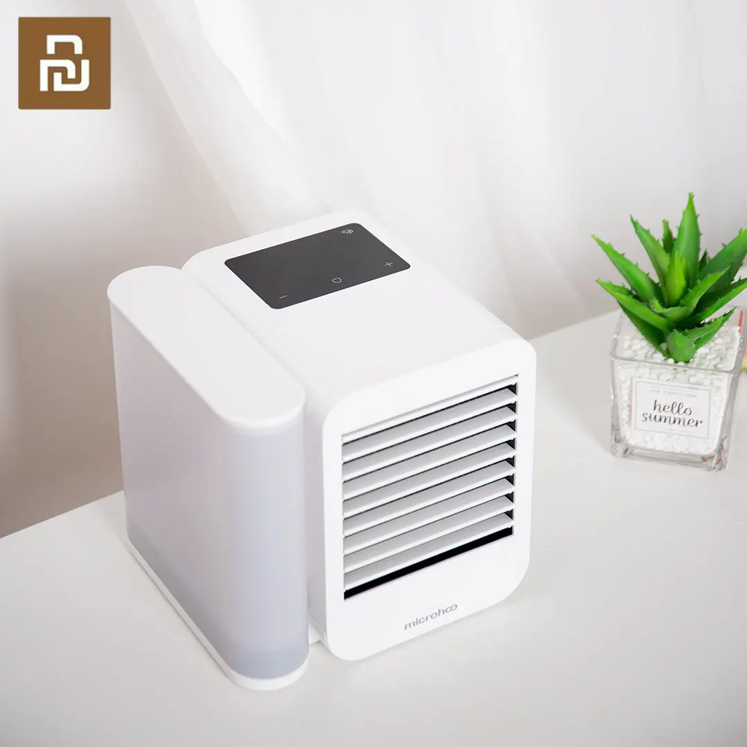 

Youpin Microhoo Air Cooler 3 In 1 Mini Air Conditioner Water Cooling Fan Touch Screen Timing Cooler Humidifier Home Desktop Fan