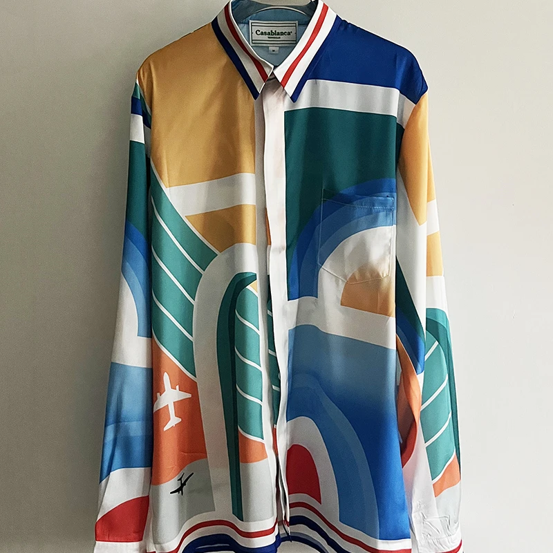 

Рубашка женская шелковая в стиле оверсайз, контрастных цветов