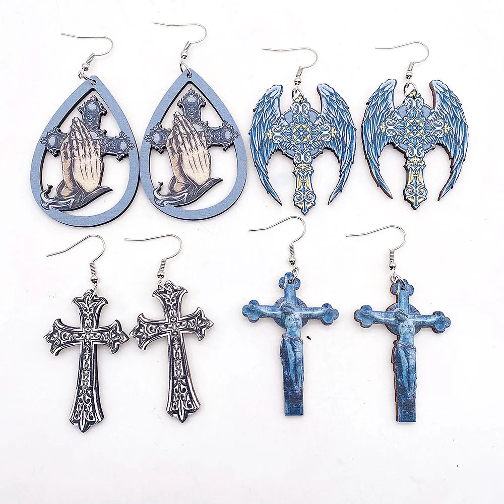 

Ретро деревянные серьги-кресты в стиле барокко, темный черный рельефный цвет, женская бижутерия