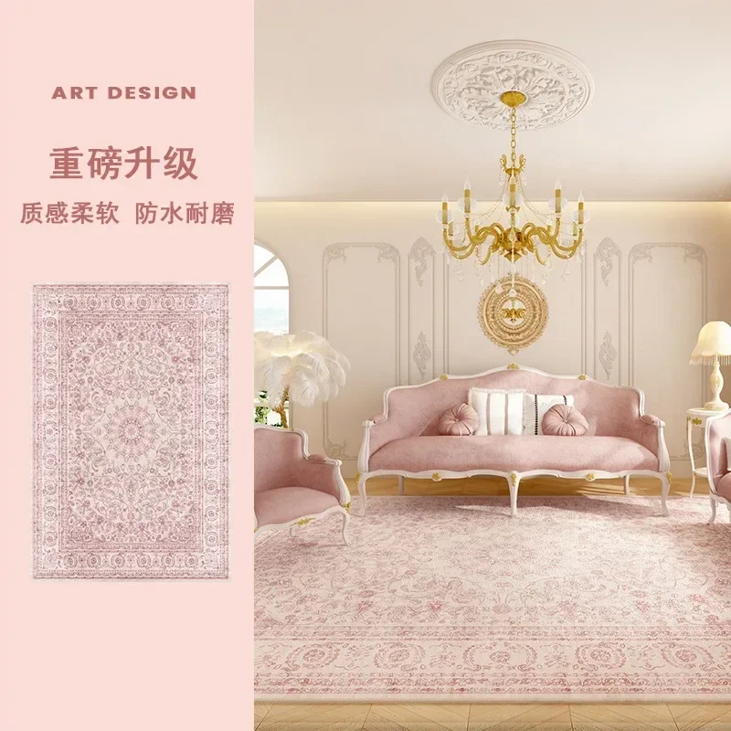 

Pink Living Room Carpet Light Luxury High-end Persian Bedroom Bedside Rug Large Area Retro Velvet Cloakroom Floor Mat Ковер 양탄자
