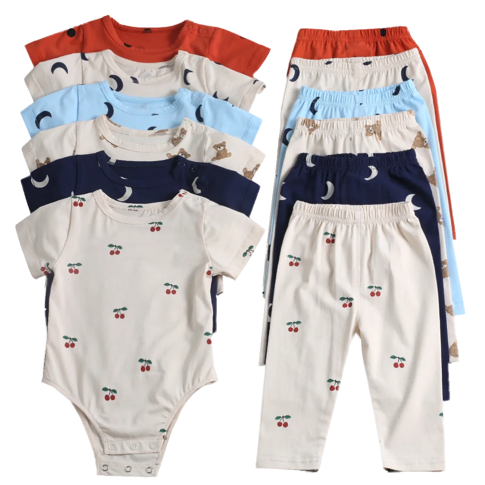 Yg, Spring And Summer Newborn Cotton Short-sleeved Baby Boy Suit Baby Girl Jumpsuit + Pants + Hat Three-piece Baby Suit