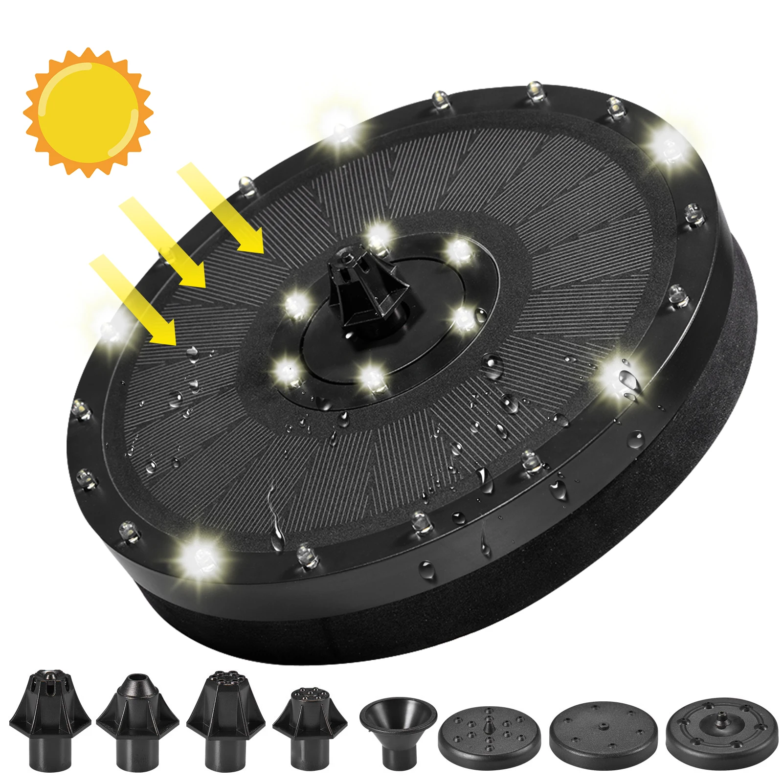 

Solar Power Birdbath Fountain Floating Solar Powered Water Fountain Pump IP68 Waterproof Floating Solar Powered Water Fountain