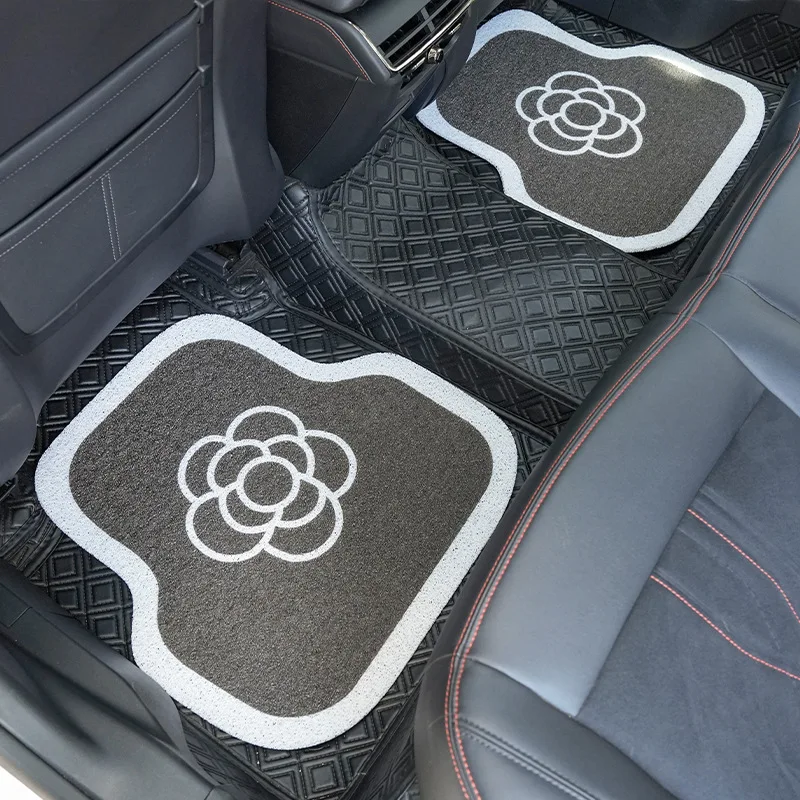 

Car Floor Mat Universal Wire Ring Easy to Clean Anti-dirty Car Floor Mat Camellia Car Decoration Wear-resistant Mat Supplies New