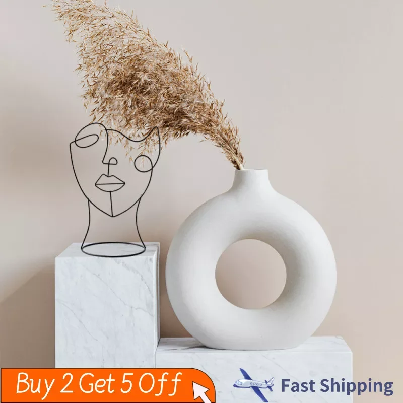 

Home Decor Figure Face Abstract Sculptures Metal Art Black Lines Handmade Ornaments Mothers Day Gift Modern Room Decoration